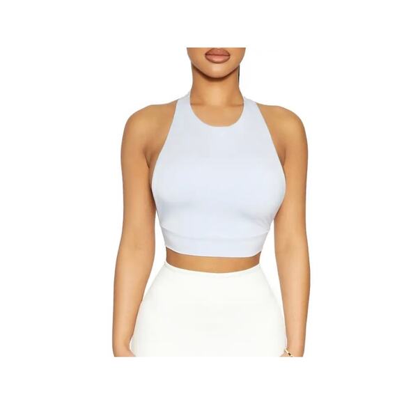 Naked Wardrobe Smooth As Butter Open Back Crop Tank In Periwinkle Size XL - Picture 1 of 5